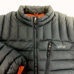 Orvis Mens Navy Quilted Down Puffer Jacket Trout Bum Nylon Lining XXL